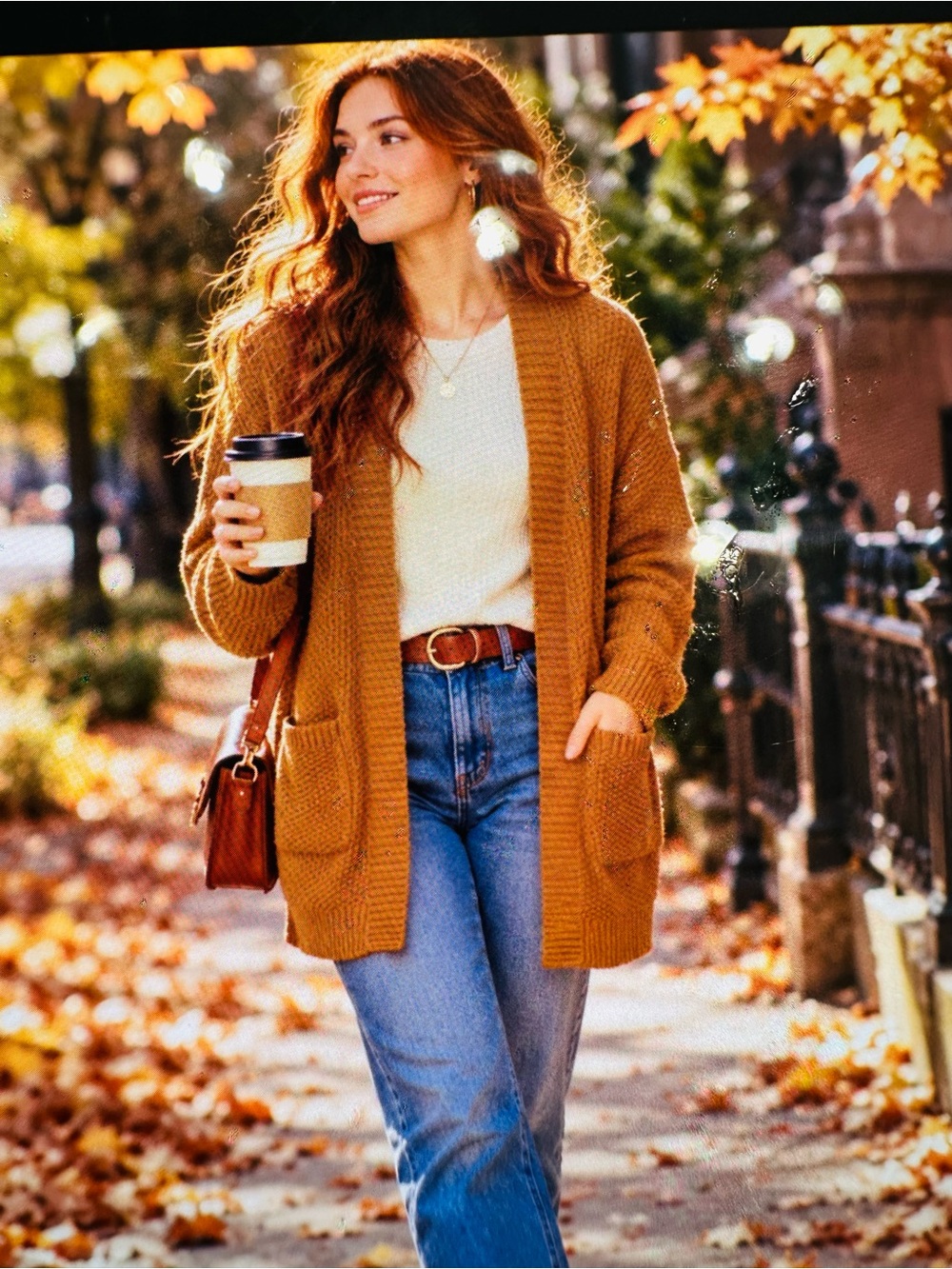 Max studio 60% cotton Cozy Open-Front Cardigan Sweater in Mustard